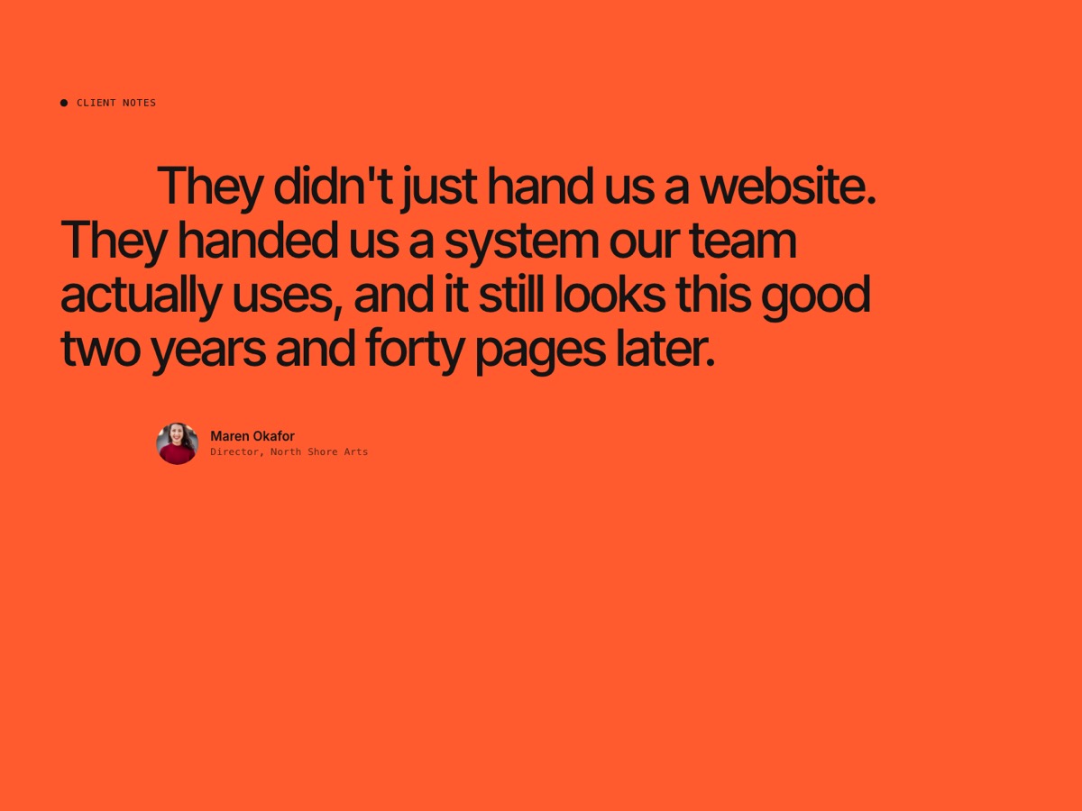 Screenshot of the Testimonial / Scroll-Highlight Quote section